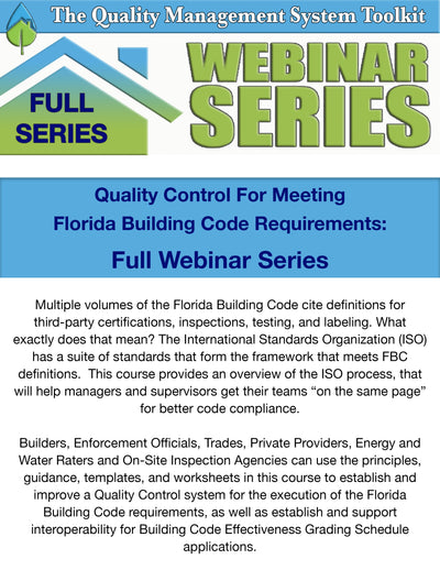 The Quality Management System Toolkit: Full Webinar Series